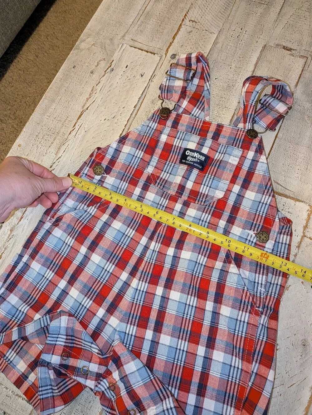 Oshkosh Vintage Red White Blue Plaid Overalls 4T